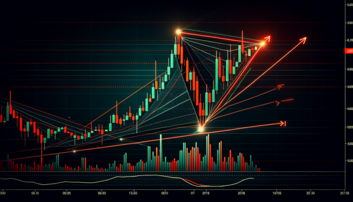 Bitcoin rising wedge chart pattern showing converging trendlines with bearish warning signals