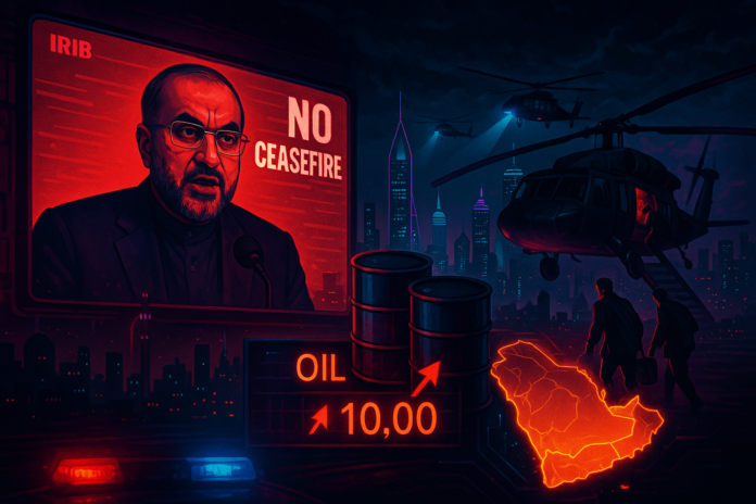 Iran Rejects Ceasefire: US Evacuates Saudi Posts as Oil Nears 110