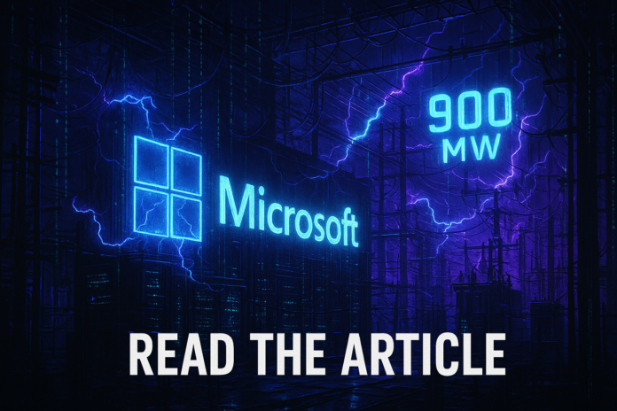Microsoft data center with 900MW power capacity, READ THE ARTICLE call to action