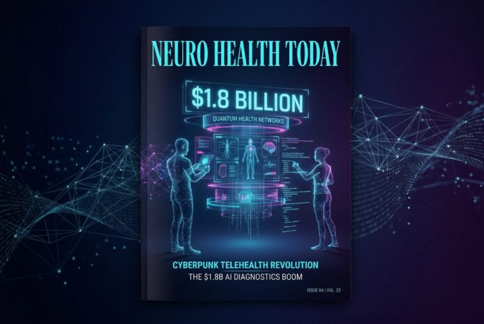 Cyberpunk visualization of Medvi AI telehealth company