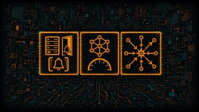 Firmus Pulls Its ASX IPO, Isomorphic Labs in Talks at $40bn-Plus and StepFun's Step 5 Preview Goes Live Three tiles showing a server rack beside a closing door and bell, a molecule ring above an unfilled gauge, and a routing star fanning out to terminals.