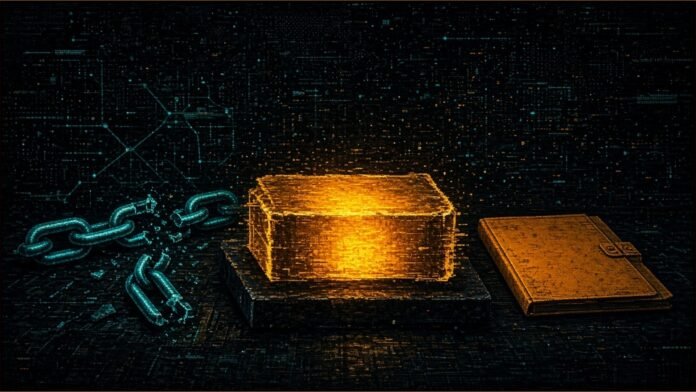 Judge Blocks Pentagon Lobbyist Ban Aimed at Alibaba | TSN Illustration of a glowing amber block on a dark plinth beside a cut teal chain and a closed amber folder, with teal network lines in the dark