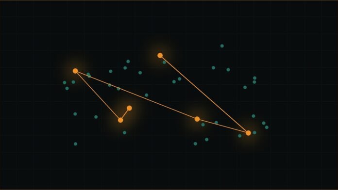 Altera Agilex 2X FPGAs: Agilex 27 Samples in 2027 | TSN Illustration of scattered teal dots with a few amber points joined by a thin amber line.