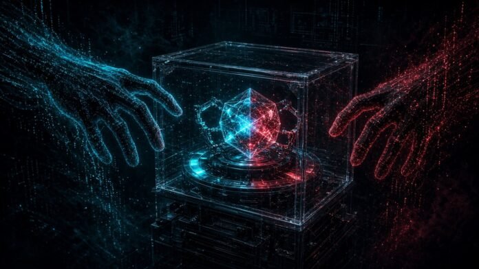 Anthropic, OpenAI Sought Control Over AI Evaluators: Reuters Redacted document under a magnifying lens chained to a closed vault door