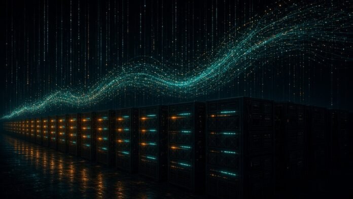 Binance to Shut Down Binance Pool on 10 Nov 2026 Rows of mining rigs in a dark hall beneath a thinning stream of light