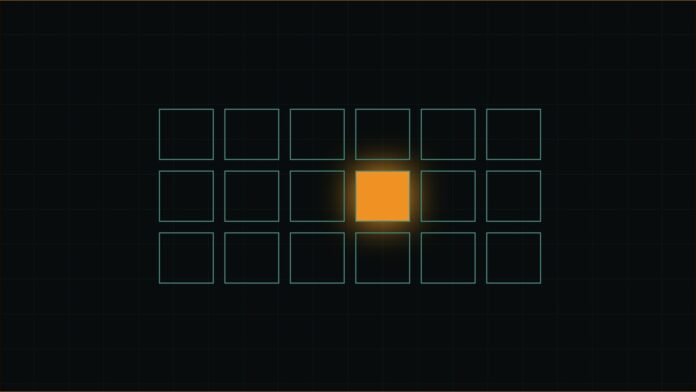 Claude for Legal Adds Ready-Made Artifacts | TSN Illustration of a grid of teal outlined squares with one filled glowing amber square.