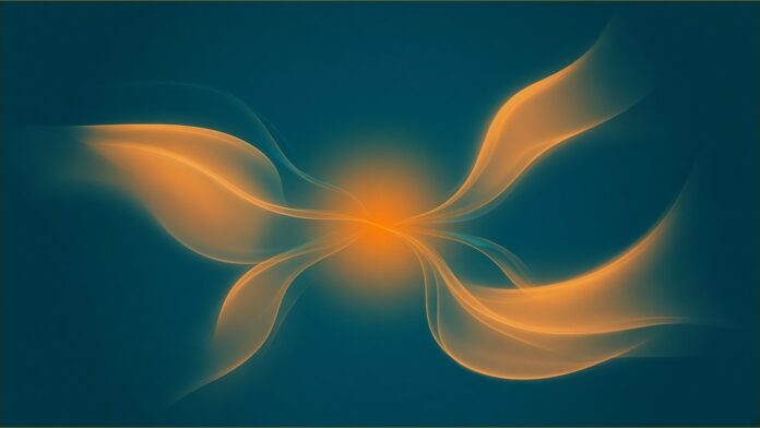 DeepSeek Superagent Prototype Is Open Source | TSN Illustration of DeepSeek superagent concept in teal and amber: a soft central amber glow sending fine threads out to separate flowing veils of light on deep teal.