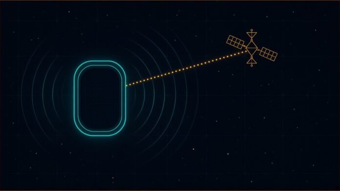easyJet to Add Starlink Wi-Fi From 2027 | TSN Illustration of a teal cabin window outline ringed by signal arcs, linked by a dotted amber beam to a satellite outline