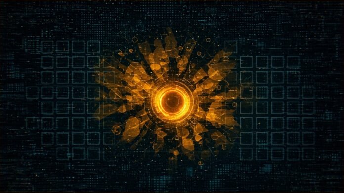 Fudan AI Makes Rare Gut-Lesion Images From One Photo | TSN Illustration of a glowing amber lens projecting a fan of slightly different abstract shapes towards rows of empty cyan frames