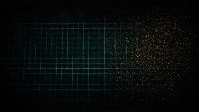 ESET APT Activity Report Flags a Belarus-Aligned Wiper | TSN Illustration of ESET APT Activity Report concept in teal and amber: a teal light grid with one segment dissolving into amber particles.