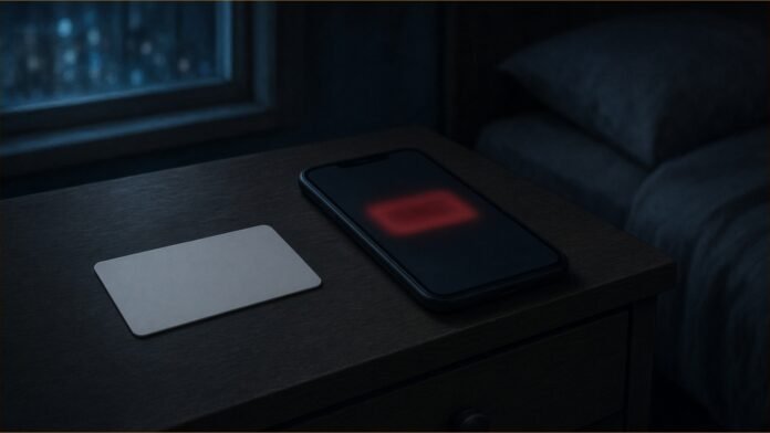 EU Opens DSA Case Into Booking.com Scams and Ads | TSN Illustration of a hotel key card beside a phone showing a blurred red warning on a bedside table