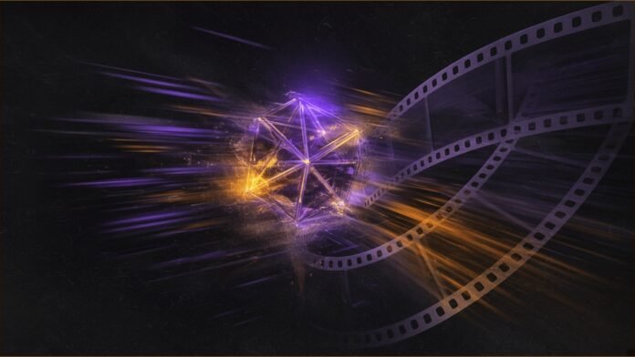 fal Launches FLUX 3 Max Video Model | TSN Illustration of a film strip unfurling from a glowing geometric core with speed lines.
