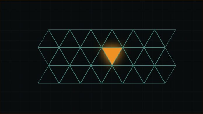 Gemini 4 Carbon Goes to Cyber Defenders First | TSN Illustration of a teal triangular lattice with a single glowing amber triangle.