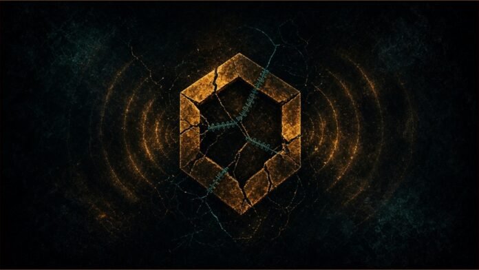 GoAhead 6.1.1 Fixes Three TLS Flaws in Device Server | TSN Illustration of a cracked amber hexagon stitched together with thin teal lines.