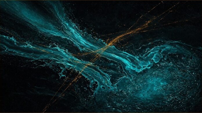 Finnish Police Probe Google Muhos Data Centre | TSN Illustration of teal water-like light channels crossed by thin amber scan lines.