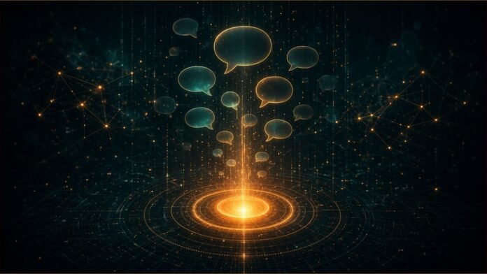 OpenAI Upgrades GPT-6 Pro in ChatGPT | TSN Blank chat bubbles rising from a glowing amber core.