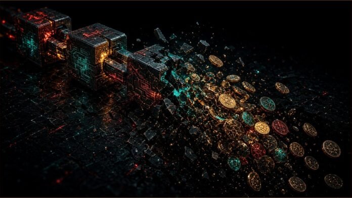 Hacken: Q3 Crypto Hacks Hit $1.18bn Across 107 Incidents Chain of glowing blocks with several links cracked open and a broken padlock in front