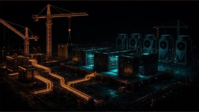 LG, GS E&C and GRC Sign Immersion Cooling MOU GPU slabs submerged in translucent coolant tanks linked by blueprint rails