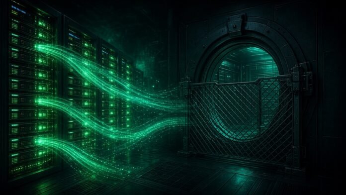 NVIDIA Pledges $250M of Compute for UK AI Agent Safety Work Glowing processor blocks pouring light into a ring of shielded hexagonal nodes