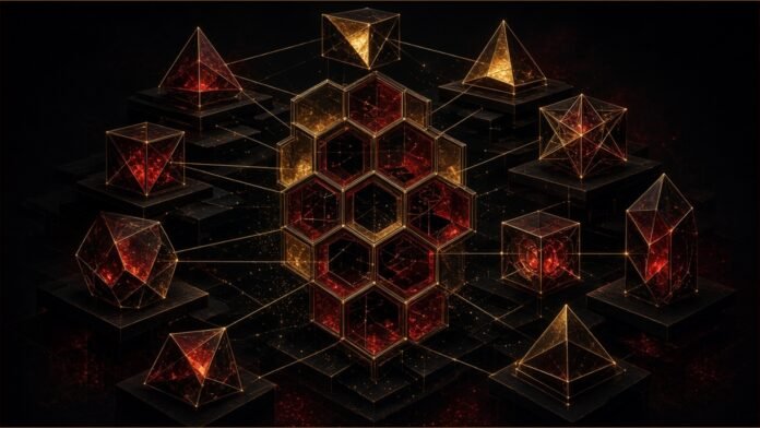 Oracle Pledges $1bn Over 4 Years to Partners | TSN Illustration of glowing geometric blocks linked by gold threads to a central lattice across stepped tiers