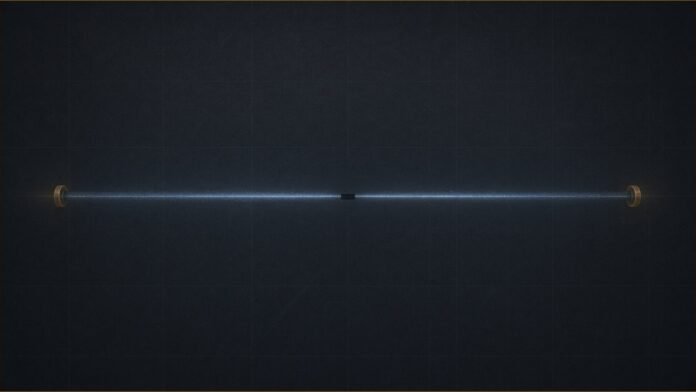 Illustration of a single glowing data line cleanly severed in the middle, its two ends capped with muted amber stop-rings on a dark grid