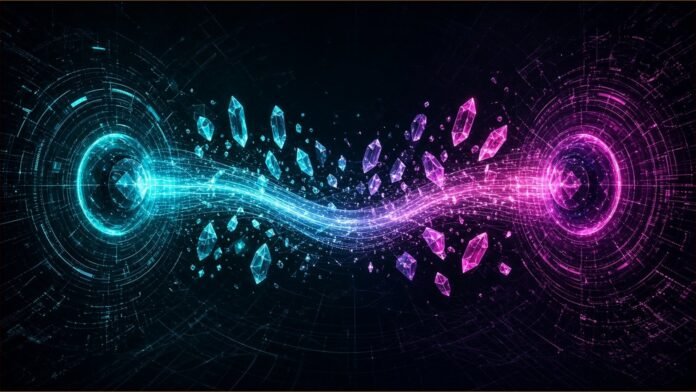 Quick Guide: Move Your ChatGPT or Claude Memory to Grok Bot Glowing memory cards flowing from one chat bubble to another through a checkpoint gate