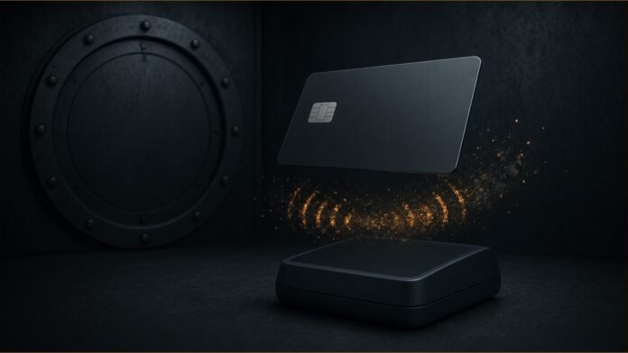 Revolut Disruption Hits Payments and Sign-ins | TSN Illustration of a blank payment card above a terminal with its signal breaking into static, a closed vault door behind.