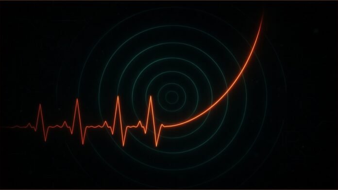 Rouen's Defibrillator Drone Now Covers 32 Towns | TSN Illustration of a red-amber pulse line rising through concentric teal rings.