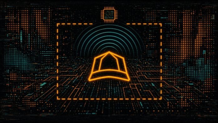 Sabi Raises $50M Seed Round for a Brain-Reading Cap That Isn't Out Yet A cap outline with signal arcs rising toward a floating chip inside a dashed unfinished frame.