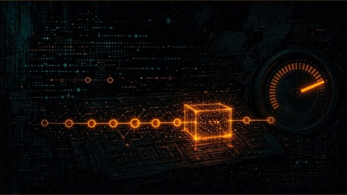 Salesforce Unveils Agent Evals, Cost Caps for Agents | TSN Illustration of an amber control console linking AI agent nodes, with one node boxed off and a meter capped by a hard stop