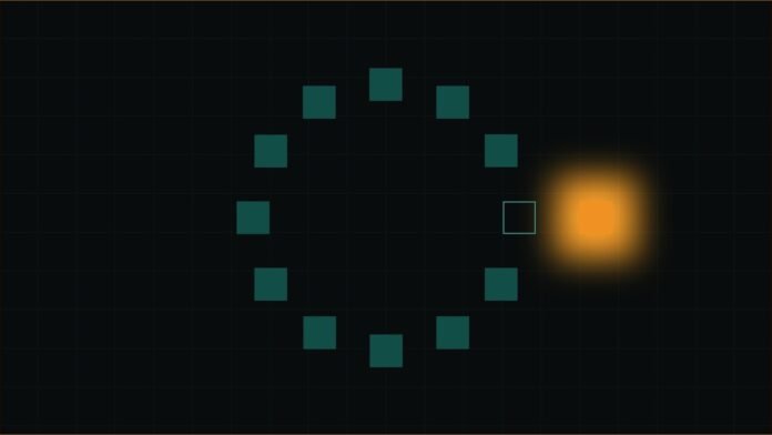 Solflare Validator Halts Rewards After Key Incident | TSN Illustration of a ring of teal squares with one glowing amber square displaced outside it.