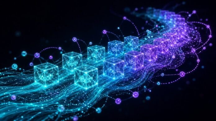 Stream of blockchain blocks sealed with crystalline lattice signatures