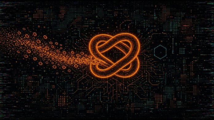 Type One Energy Raises $200M Series B; Fusion Groundbreaking Now Planned for 2027 A twisted looping ribbon ring glowing on a circuit grid beside a dotted hexagon, with coin dots streaming in.