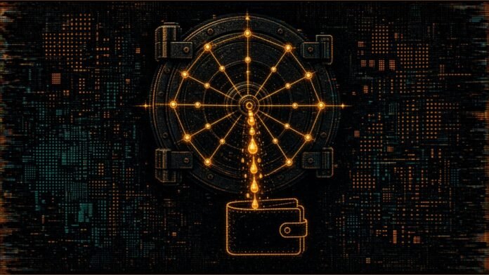 Victory Park and Tradable Launch VALTS on Stellar Closed vault door with a constellation lock feeding a thin streaming token path