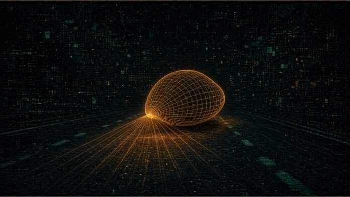 Volkswagen Gets Hefei L3 Test Permit, Targets 2027 | TSN Illustration of an abstract amber wireframe pod on an empty night road, casting a fan of sensor lines forward towards teal lane markers