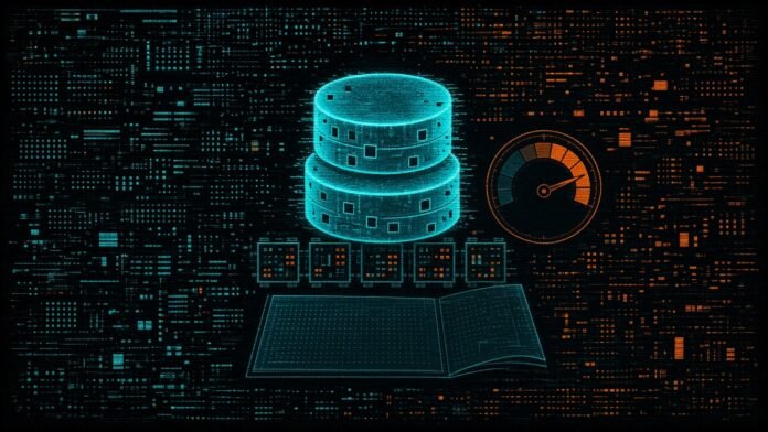 Volta Launches $5.012bn Six-Year GPU Loan, PitchBook Reports Symbol-only illustration of two stacked glowing coin discs standing on a row of small chip dies, beside a gauge dial with its needle in an orange zone and an open ledger page, on a dark circuit grid.