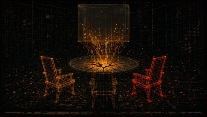 X100 Exploit Realises $4.85m, Blockaid Says | TSN Illustration of three wireframe seats around a cracked digital basin, one glowing red, beneath a vault leaking data